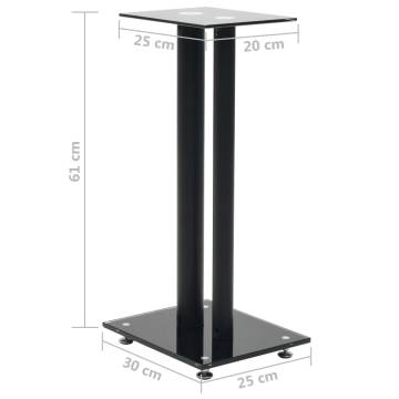 Speaker Stands 2 pcs | Tempered Glass & Pillars Design - Black