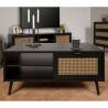 Finori Vienna 55A Coffee Table - Black & Rattan Print