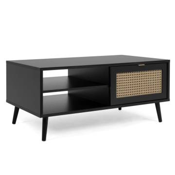 Finori Vienna 55A Coffee Table - Black & Rattan Print