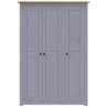 3-Door Grey Wardrobe | Pine Panama Range - 118x50x171.5 cm