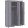 3-Door Grey Wardrobe | Pine Panama Range - 118x50x171.5 cm