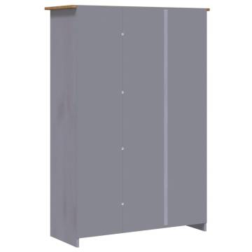 3-Door Grey Wardrobe | Pine Panama Range - 118x50x171.5 cm