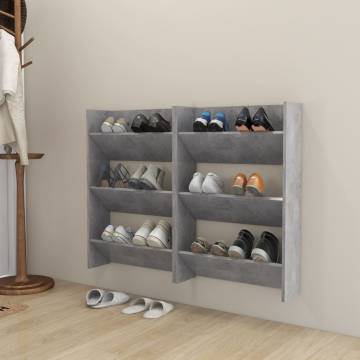 Wall Shoe Cabinets Set - Modern Concrete Grey Storage Solution