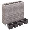 Garden Raised Bed with 4 Pots – Durable Poly Rattan Grey