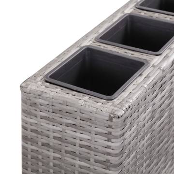 Garden Raised Bed with 4 Pots – Durable Poly Rattan Grey