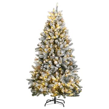 Artificial Hinged Christmas Tree 210 cm with 300 LEDs & Balls