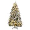 Artificial Hinged Christmas Tree 300 LEDs & Ball Set 210 cm Colour green and white Size 210 cm Quantity in Package 1 Model with leds & rose gold balls 