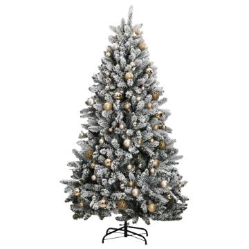 Artificial Hinged Christmas Tree 210 cm with 300 LEDs & Balls