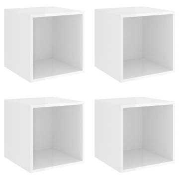 High Gloss White Wall Cabinets - 4 pcs 37x37x37 cm | Hipomarket