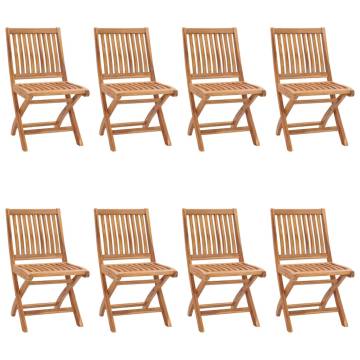 Folding Garden Chairs 8 Pcs Solid Teak Wood - Stylish & Durable