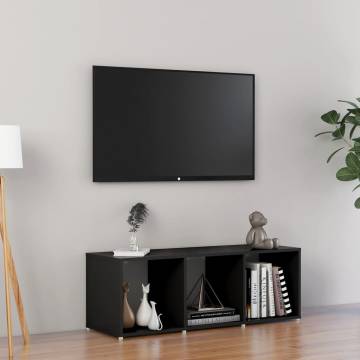 Stylish Black TV Cabinet | 107x35x37 cm Engineered Wood