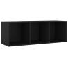 Stylish Black TV Cabinet | 107x35x37 cm Engineered Wood