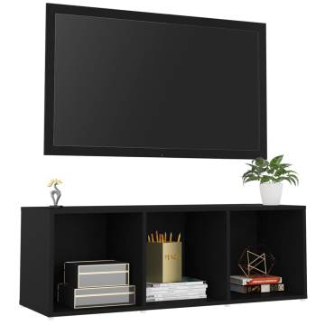 Stylish Black TV Cabinet | 107x35x37 cm Engineered Wood