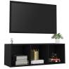 Stylish Black TV Cabinet | 107x35x37 cm Engineered Wood