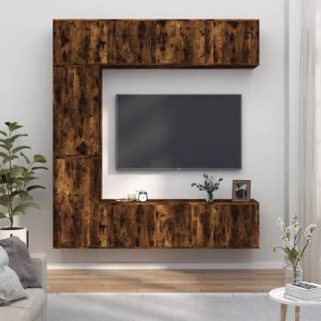 7 Piece TV Cabinet Set - Smoked Oak Engineered Wood