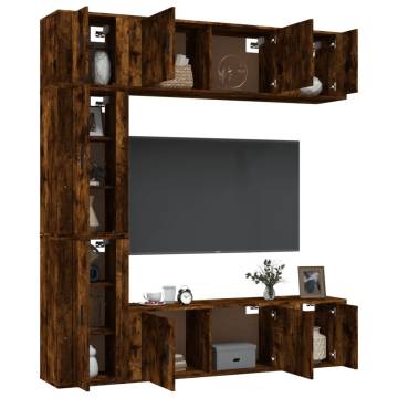 7 Piece TV Cabinet Set - Smoked Oak Engineered Wood