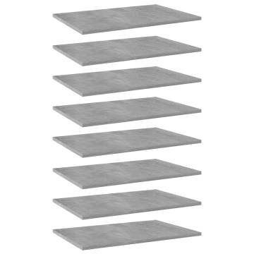 Bookshelf Boards 8 pcs Concrete Grey - Stylish Storage Solution