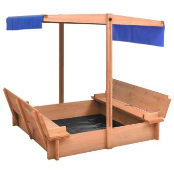 Durable Firwood Sandbox with Roof - 112x112 cm