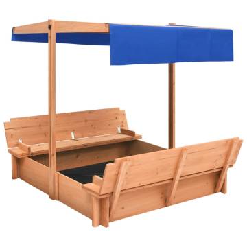 Durable Firwood Sandbox with Roof - 112x112 cm