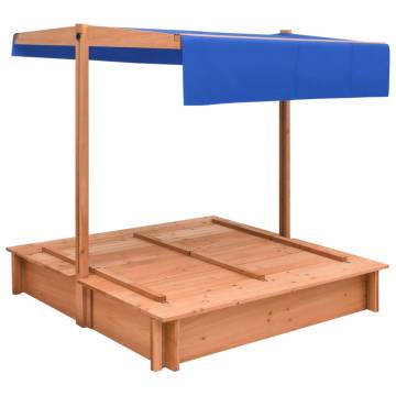 Durable Firwood Sandbox with Roof - 112x112 cm