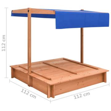 Durable Firwood Sandbox with Roof - 112x112 cm