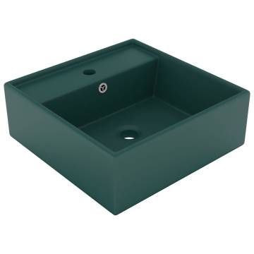 Luxury Matt Dark Green Square Basin - 41x41 cm Ceramic