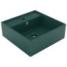 Luxury Basin Overflow Square Matt Dark Green 41x41 cm Ceramic Colour matte dark green 