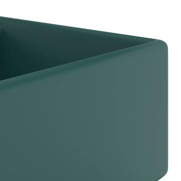 Luxury Matt Dark Green Square Basin - 41x41 cm Ceramic