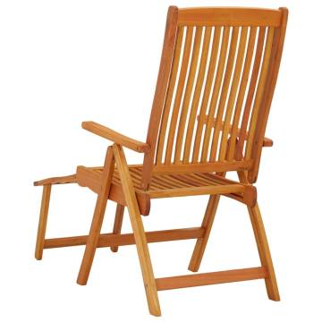 Folding Garden Chairs with Footrests - 2 pcs Solid Wood