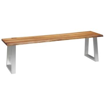 160 cm Solid Acacia Wood & Stainless Steel Bench | HipoMarket