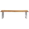 160 cm Solid Acacia Wood & Stainless Steel Bench | HipoMarket