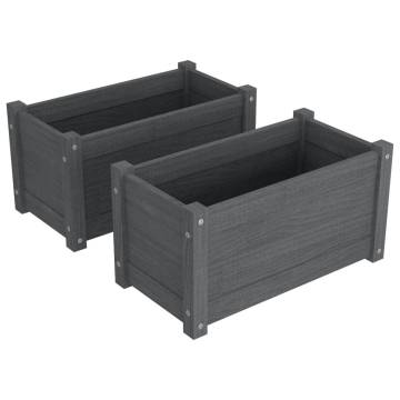 Garden Planters 2 pcs Grey - Solid Pinewood | HipoMarket