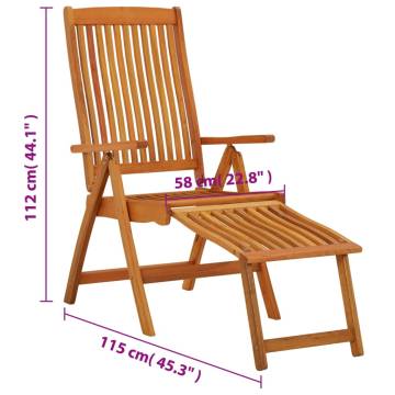 Folding Garden Chairs with Footrests - 2 pcs Solid Wood