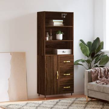 Highboard Brown Oak | Stylish & Durable Engineered Wood Storage