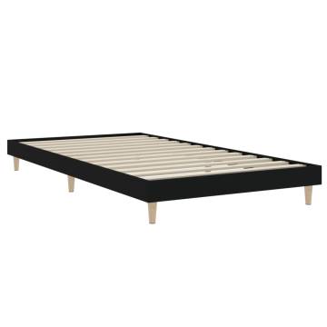 Black Bed Frame 90x200 cm - Durable Engineered Wood