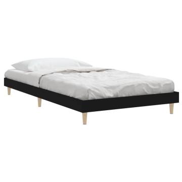 Black Bed Frame 90x200 cm - Durable Engineered Wood