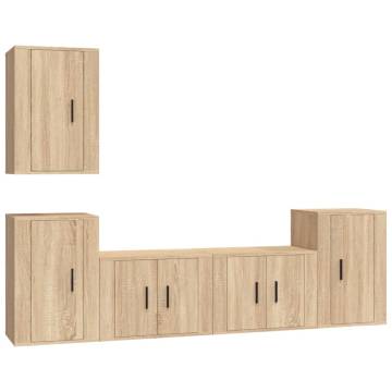 5 Piece TV Cabinet Set - Sonoma Oak Engineered Wood