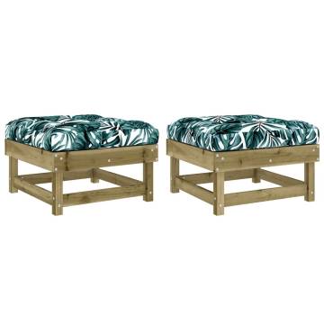 Garden Footstools with Cushions - 2pcs Impregnated Wood Pine