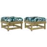 Garden Footstools with Cushions - 2pcs Impregnated Wood Pine