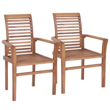 Stacking Dining Chairs 2 pcs Solid Teak - Elegant Design