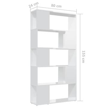 High Gloss White Book Cabinet Room Divider | 80x24x155 cm