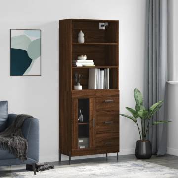 Stylish Brown Oak Highboard - 69.5x34x180 cm | HipoMarket