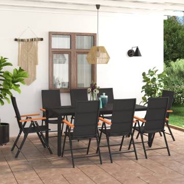 9 Piece Garden Dining Set - Black and Brown | HipoMarket UK