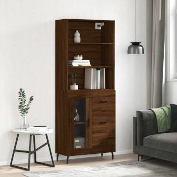 Highboard Brown Oak 69.5x34x180 cm - Stylish Engineered Wood