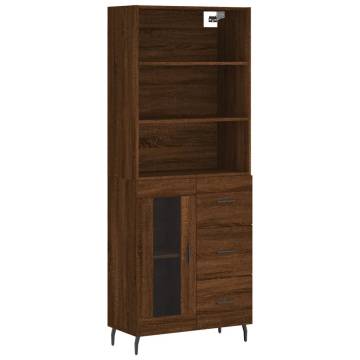 Highboard Brown Oak 69.5x34x180 cm - Stylish Engineered Wood