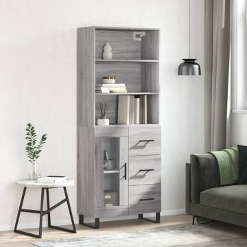 Highboard Grey Sonoma - Stylish Storage Cabinet | HipoMarket