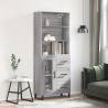 Highboard Grey Sonoma 69.5x34x180 cm Engineered Wood Colour grey sonoma Quantity in Package 1 Model 1 glass door 3 drawers 