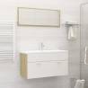 Bathroom Furniture Set White and Sonoma Oak Engineered Wood Colour white and sonoma oak Size 90 x 38.5 x 46 cm Number of 1 Number of Pieces 