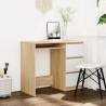 Desk White and Sonoma Oak 90x45x76 cm Engineered Wood Colour white and sonoma oak 