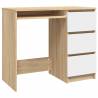 Elegant Desk in White and Sonoma Oak - 90x45 cm | HipoMarket